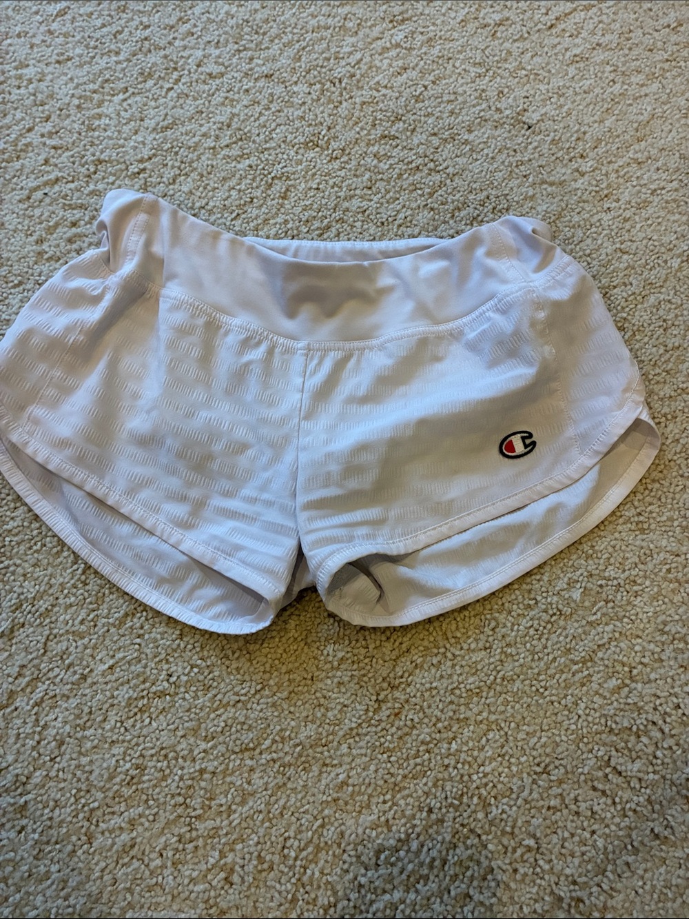 Champion White Women’s Athletic Shorts with Logo